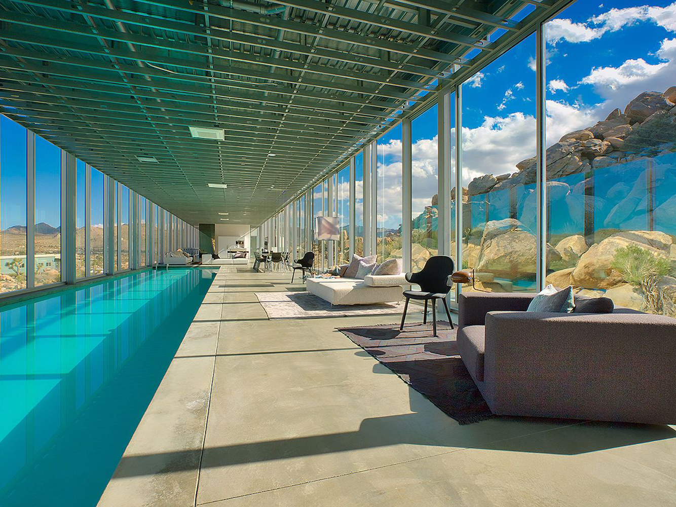 Joshua Tree Invisible House pool in living rooms