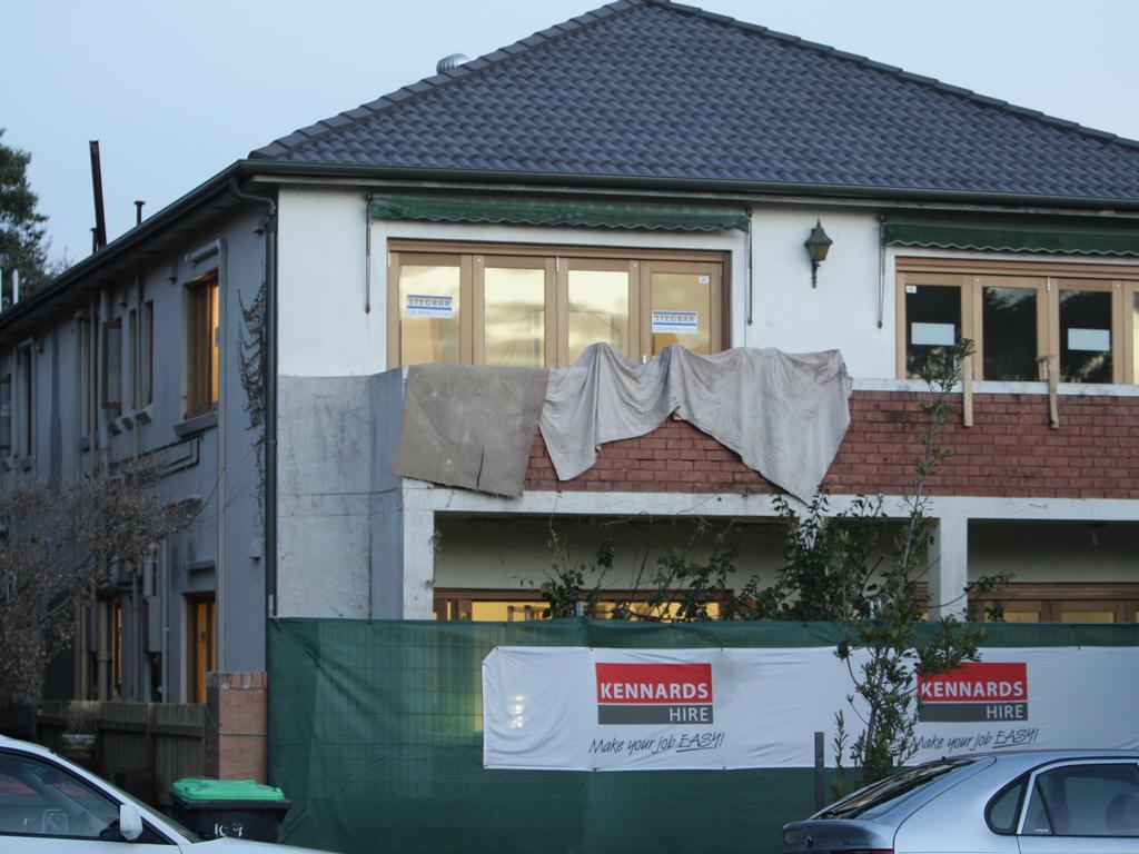 House at 107 New South Head Road, Vaucluse, Sydney. The under-renovation building is part of Channel 9's reality TV show 'The Block'.