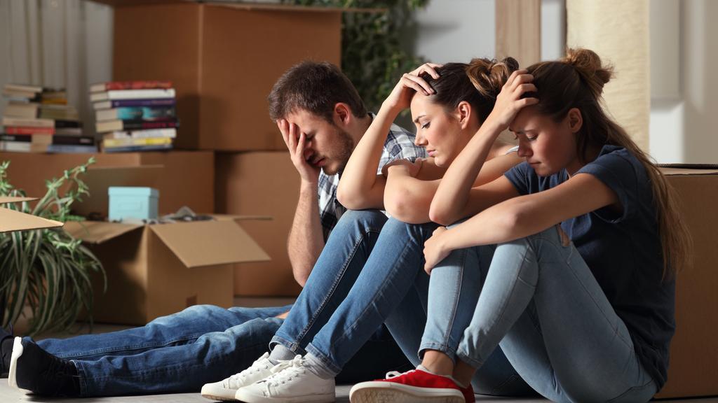 Sad evicted roommates moving home complaining