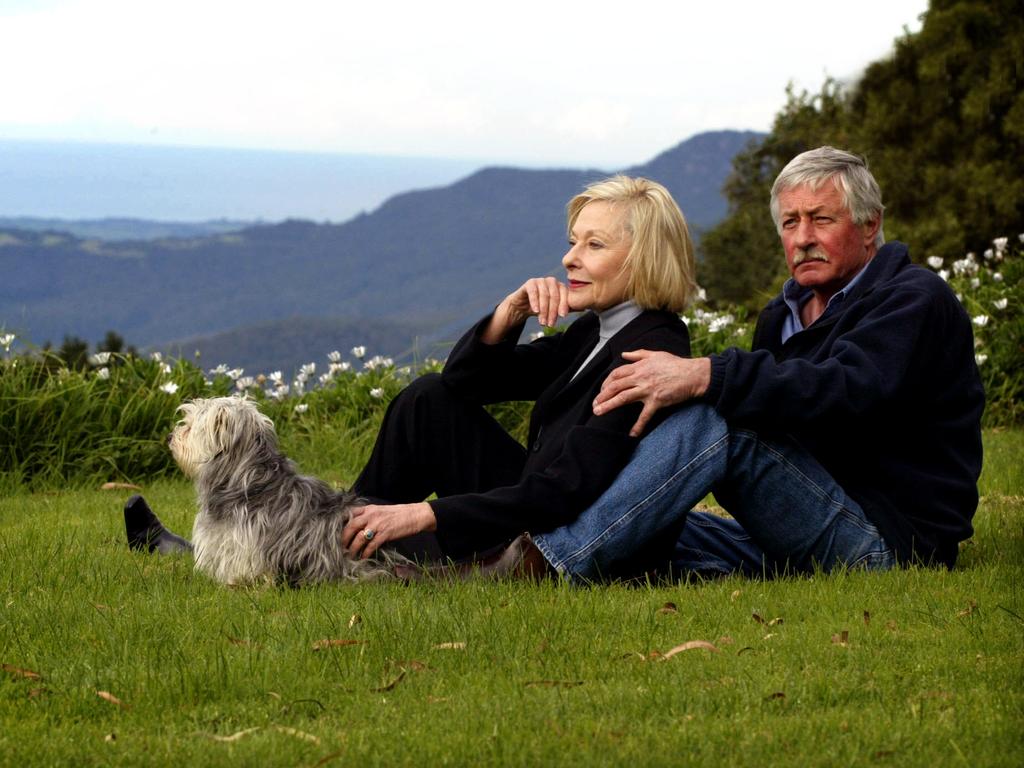Actor Noeline Brown and husband Tony Sattler at their home in Robertson in the NSW Southern Highlands as they mourn death of TV comedian Graham Kennedy.
