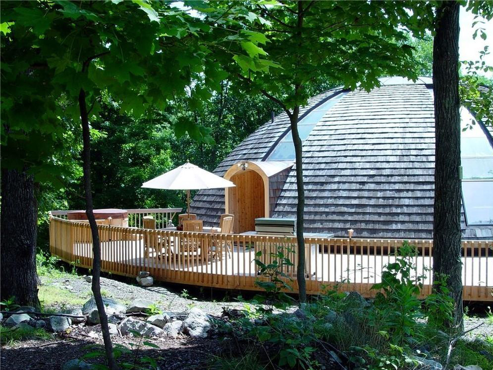 New York rotating dome house exterior deck