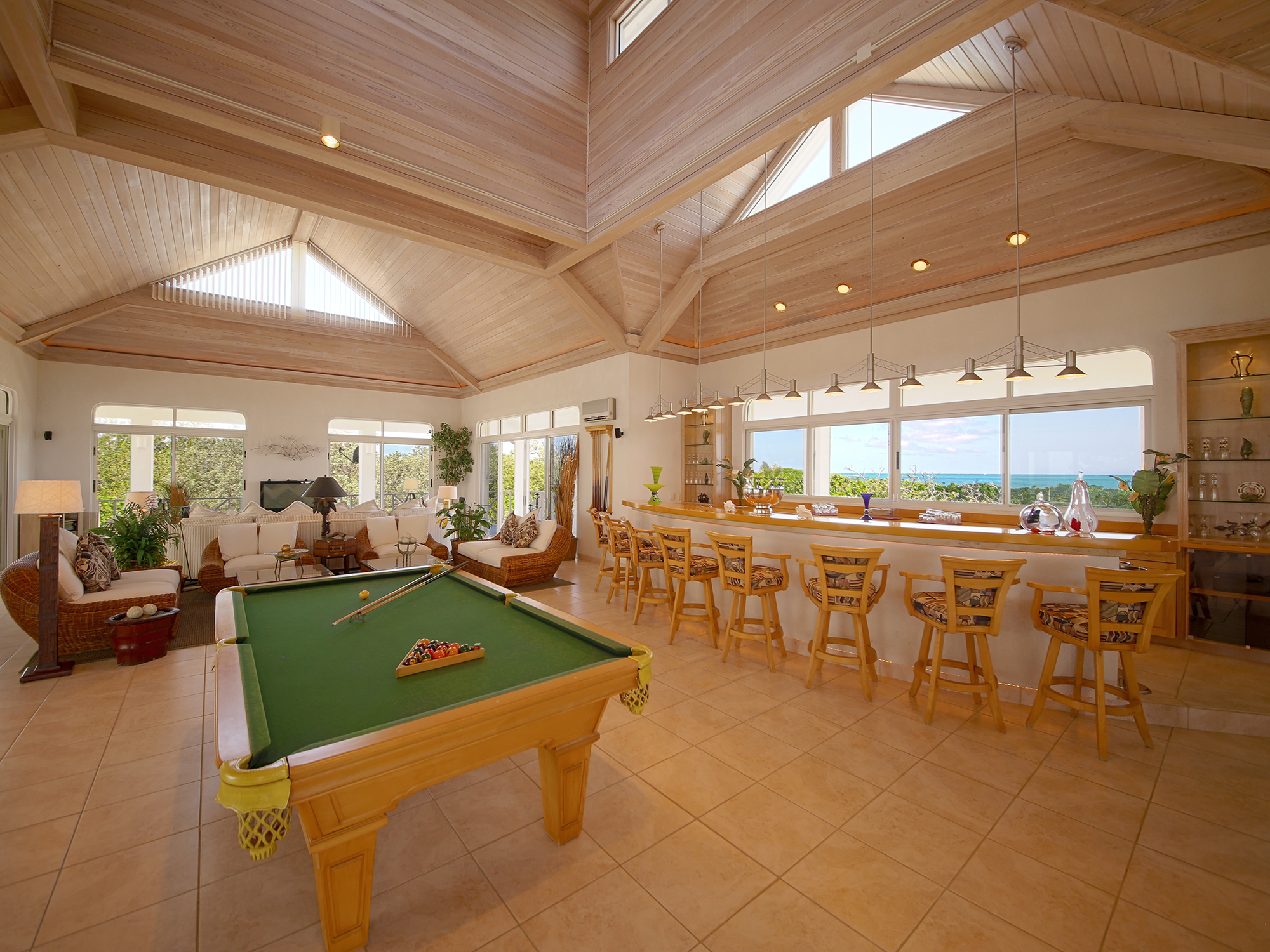 Pool table bar lounge Blue Bonefish Cay Private Island Bahamas