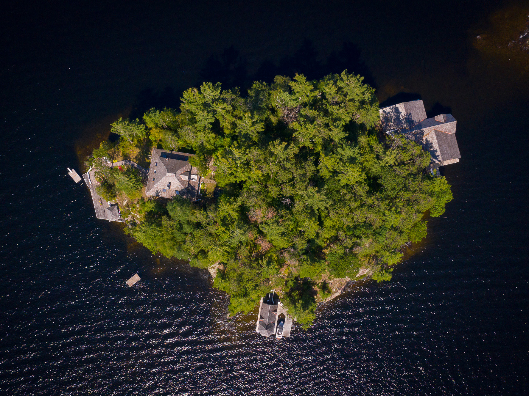 Urania private Island canada birds eye view