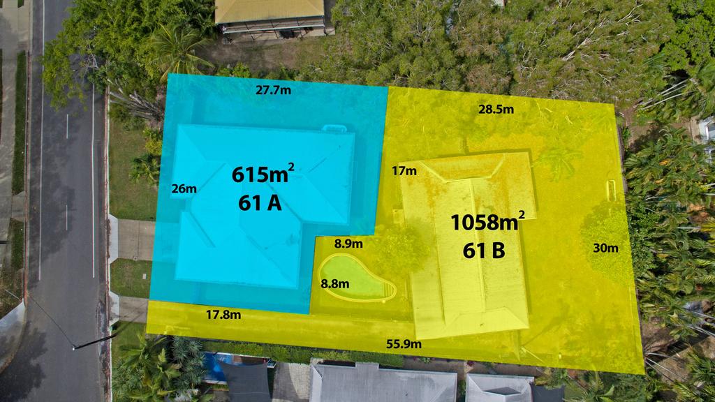 A rare opportunity to purchase two properties in one sale will be an option when 61A and 61B Kewarra St, Kewarra Beach are auctioned on September 20. The two properties side by side.