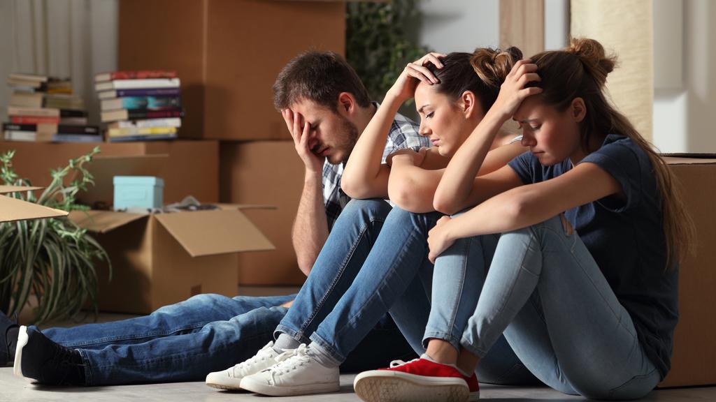 Sad evicted roommates moving home complaining