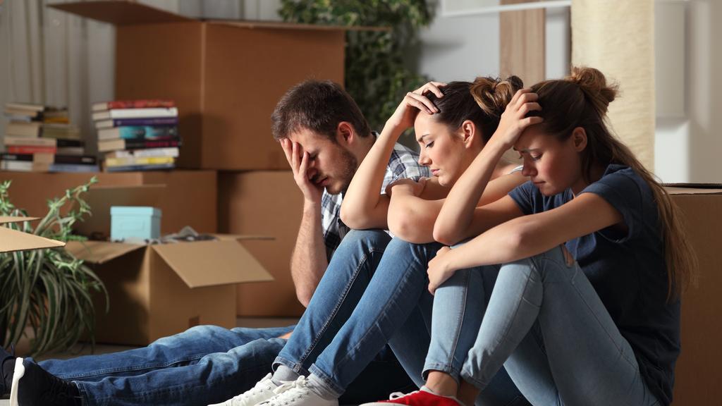 Sad evicted roommates moving home complaining