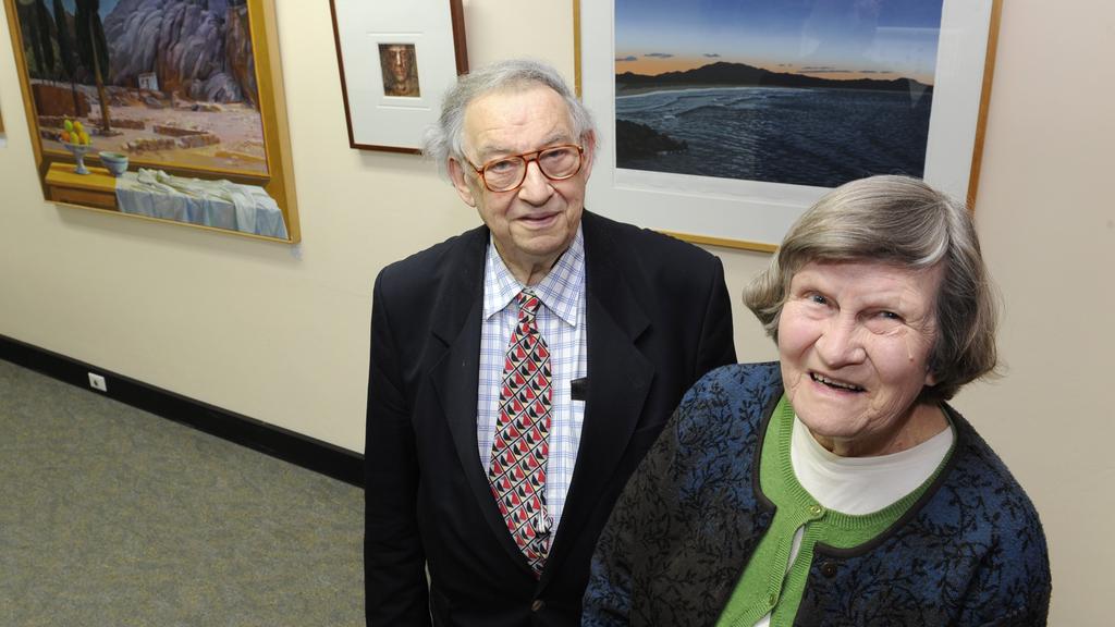 Ursula and Peter Laverty with their Bestowed Art Collection which is on exhibition and does not have a permanent home