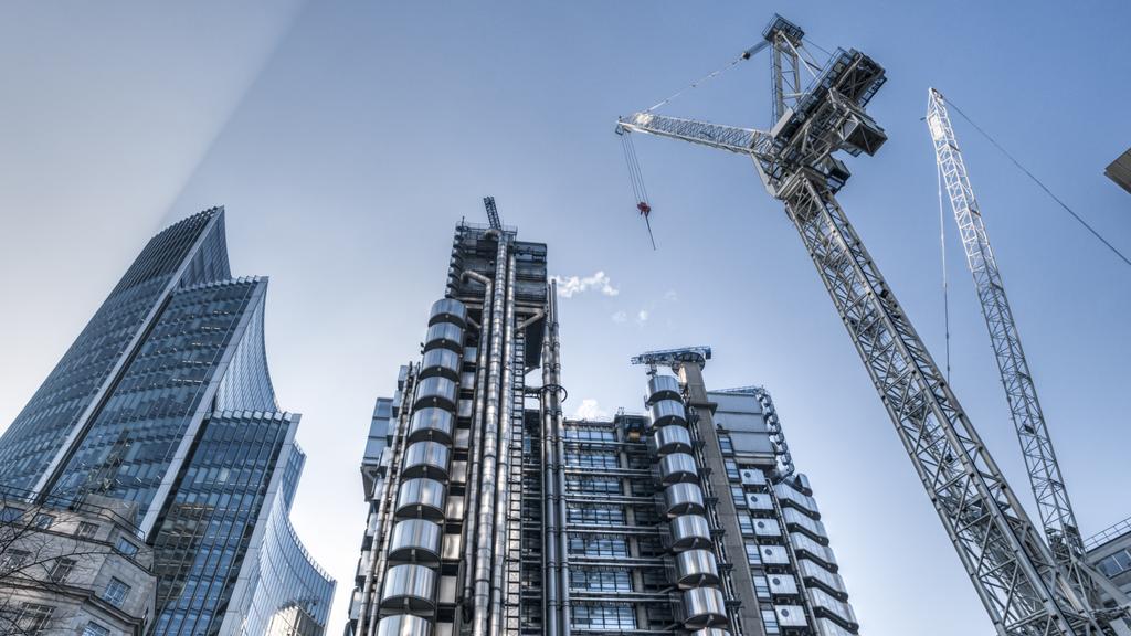 Skyscrapers and construction site in London