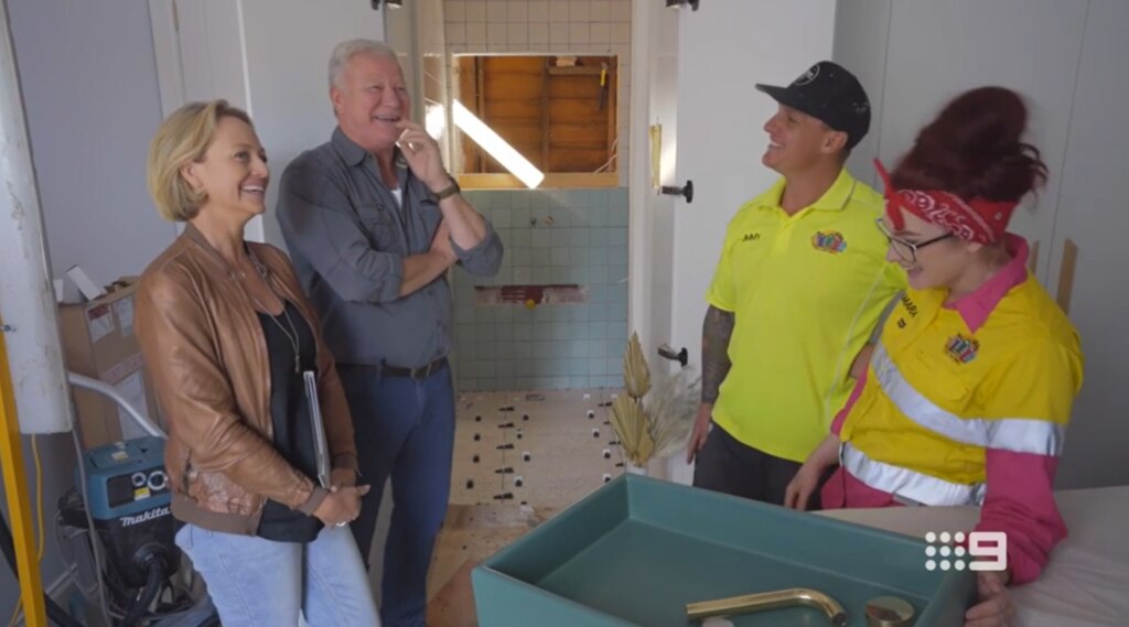 Shelley and Scott admire Jimmy and Tam's perfect basin