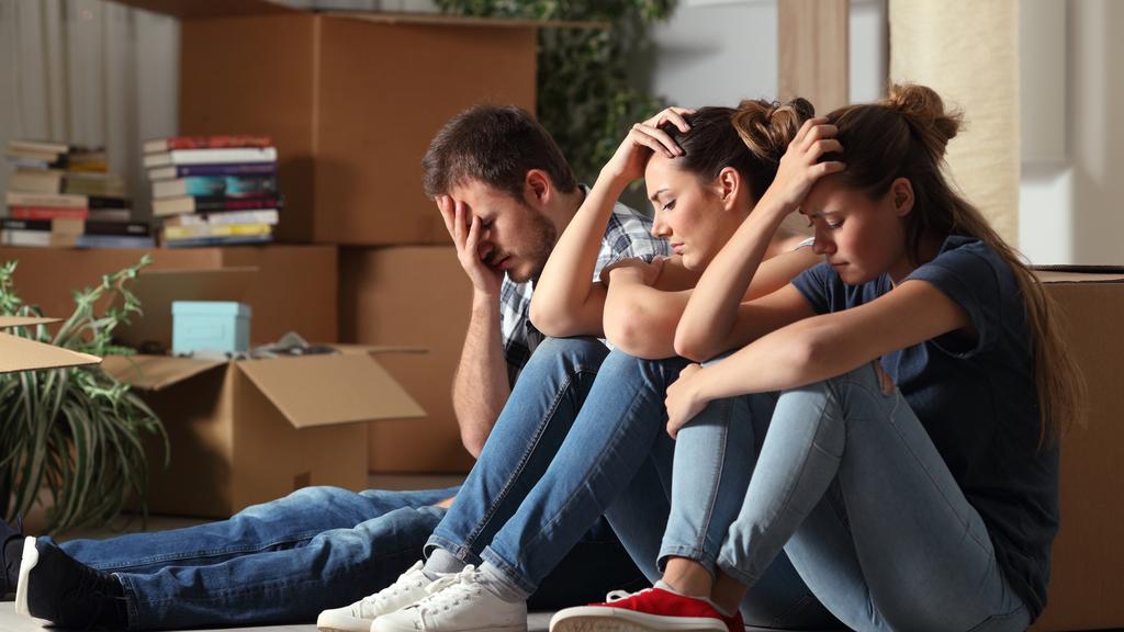 Sad evicted roommates moving home complaining