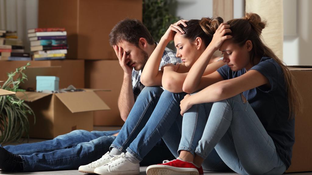 Sad evicted roommates moving home complaining